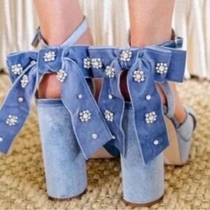 ANTONIO MELANI x Nicola Barbie - Lila Blue Velvet Embellished Heels